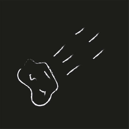 Doodle cosmos illustration in childish style. Hand drawn abstract space comet. Black and white.のイラスト素材