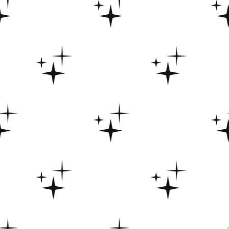 Vector flat hand drawn seamless pattern with star, sun. Flat vector hippy boho illustration.のイラスト素材