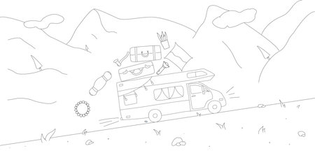 Set of vector hand drawn flat colourful illustrationsのイラスト素材