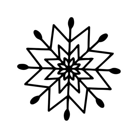 Flat hand drawn snowflake silhouette illustrationのイラスト素材