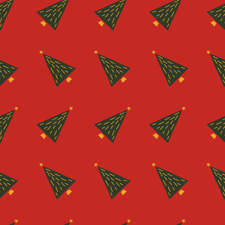 Vector flat hand drawn christmas seamless patternのイラスト素材