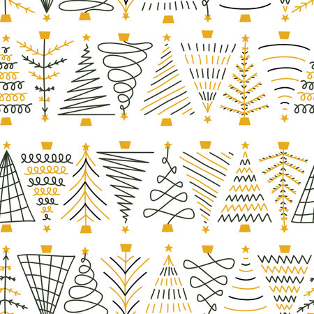 Vector flat hand drawn christmas seamless patternのイラスト素材