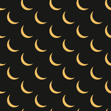 Vector flat hand drawn seamless pattern with moon, crescent. Flat vector hippy boho illustrationのイラスト素材