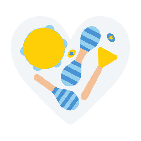 Hand drawn toy musical instruments in heart for kidsのイラスト素材
