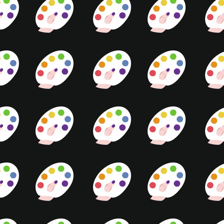 Vector flat hand drawn seamless pattern with rainbow palette with paintのイラスト素材
