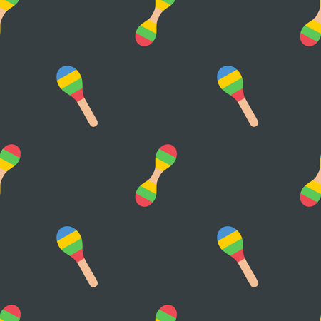 Vector flat hand drawn seamless pattern with maracasのイラスト素材