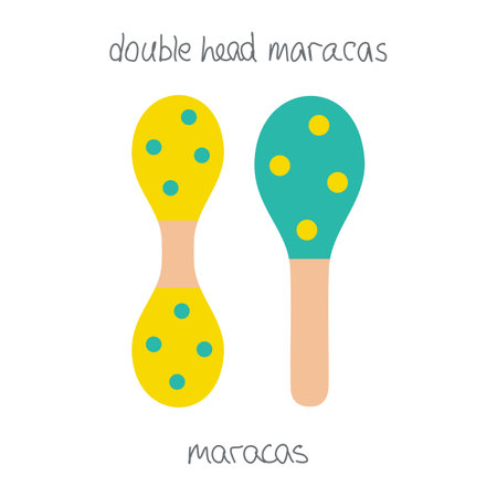Hand drawn toy musical instruments for kids. Flat vector maracas illustrationのイラスト素材