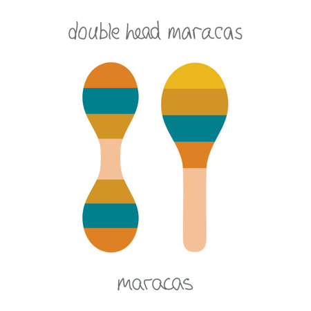 Hand drawn toy musical instruments for kids. Flat vector maracas illustrationのイラスト素材