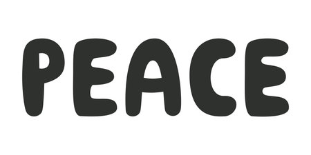 Flat vector hippy boho illustration. Hand drawn retro groovy peace letteringのイラスト素材