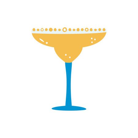 Flat hand drawn vector illustration of a mexican drink. Alcohol margarita in a gobletのイラスト素材