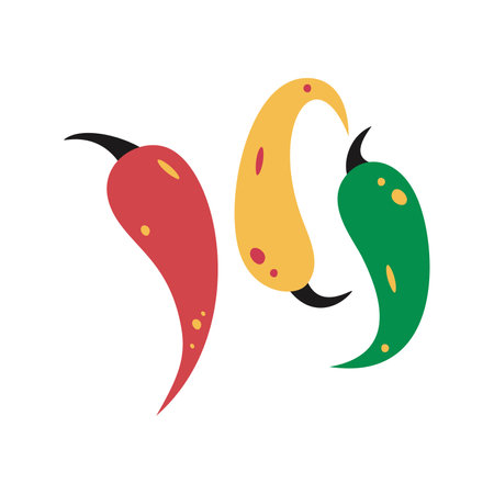Flat hand drawn vector illustration of a mexican food. Fresh healthy colorful peppersのイラスト素材
