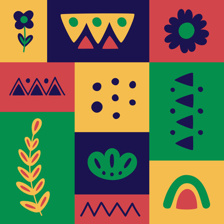 Abstract floral geometric poster for mexican holiday Cinco de Mayoのイラスト素材