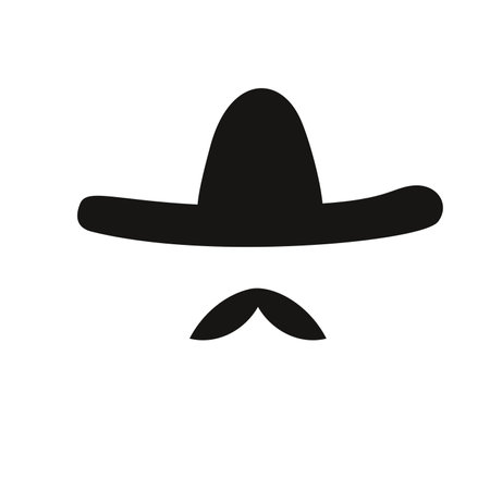 Traditional Mexican fiesta flat vector silhouette illustrations of sombrero and mustachesのイラスト素材