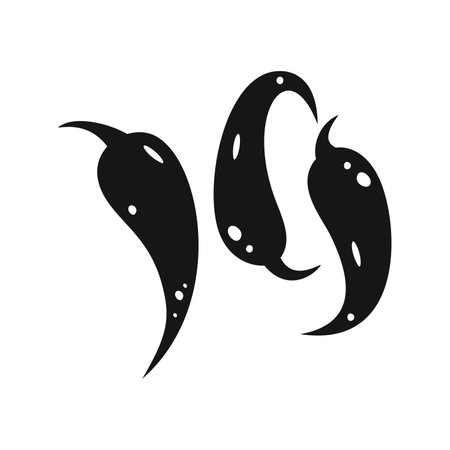 Flat hand drawn vector silhouette illustration of a mexican food. Fresh healthy colorful peppersのイラスト素材