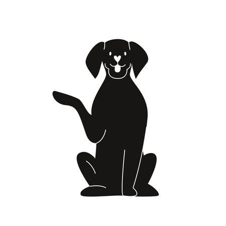 Flat vector silhouette silhouette illustration of a dogのイラスト素材