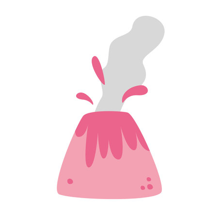 Flat hand drawn vector illustration of a volcanoのイラスト素材