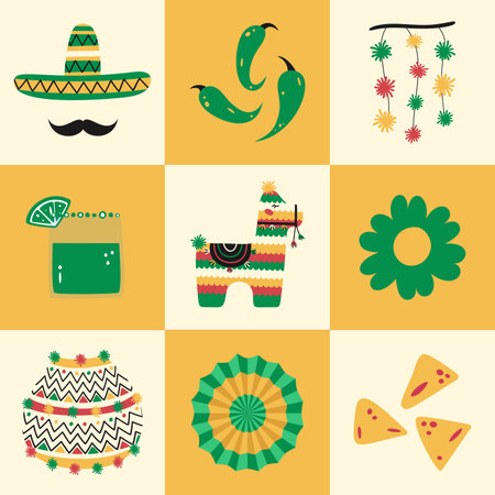 mexican graphic postersのイラスト素材