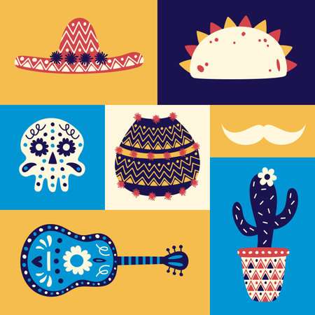 mexican graphic postersのイラスト素材