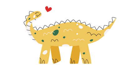 Flat hand drawn vector illustration of scelidosaurus dinosaur.のイラスト素材