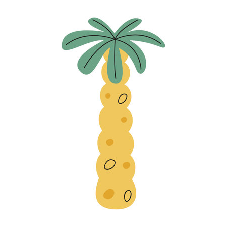 Flat hand drawn vector illustration of a palm treeのイラスト素材
