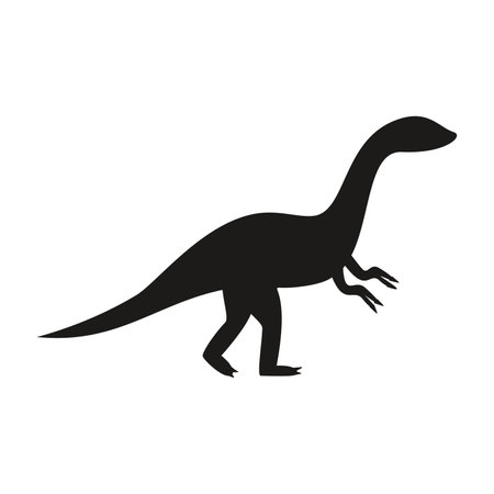 Flat vector silhouette illustration of plateosaurus dinosaur.のイラスト素材