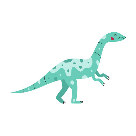 Flat hand drawn vector illustration of plateosaurus dinosaur.のイラスト素材