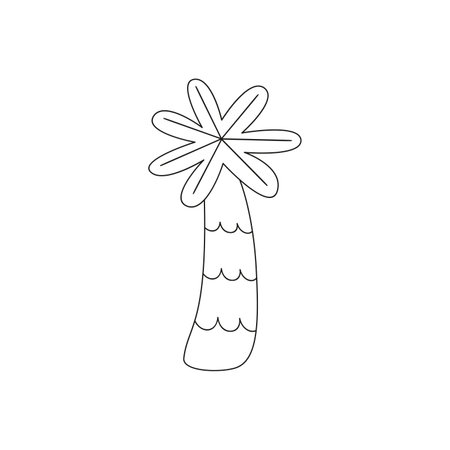 Hand drawn linear vector illustration of a palm tree.のイラスト素材