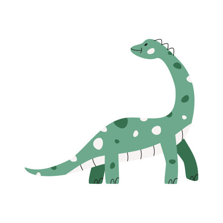 Flat hand drawn vector illustration of brachiosaurus dinosaur.のイラスト素材