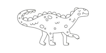 Hand drawn linear vector illustration of iguanodon dinosaur.のイラスト素材