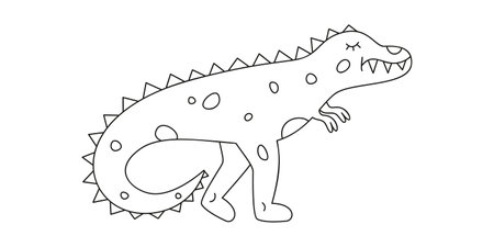 Hand drawn linear vector illustration of tyrannosaurus dinosaur.のイラスト素材