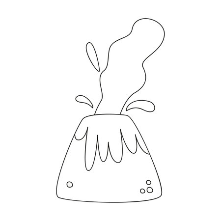 Hand drawn linear vector illustration of a volcanoのイラスト素材