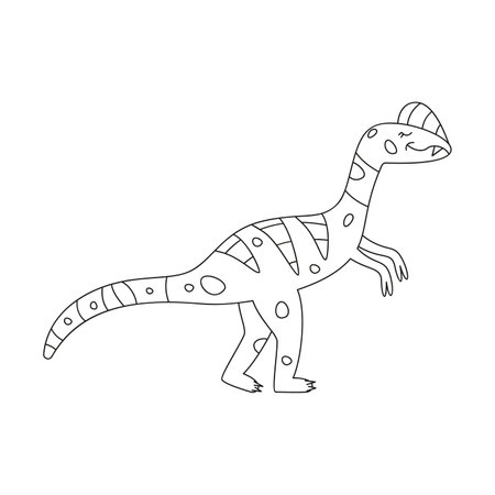 Hand drawn linear vector illustration of dilophosaurus dinosaur.のイラスト素材