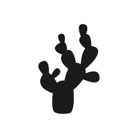 Flat vector silhouette illustration of a cactusのイラスト素材
