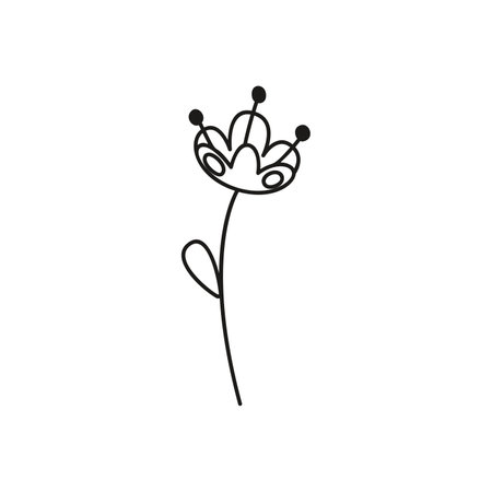 Hand drawn linear vector illustration of a flowerのイラスト素材