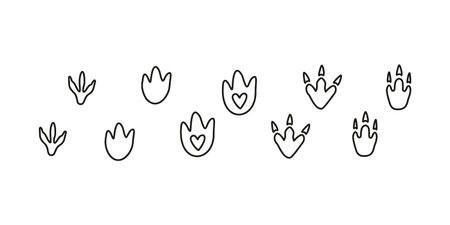 Hand drawn linear vector illustrations of footstepsのイラスト素材