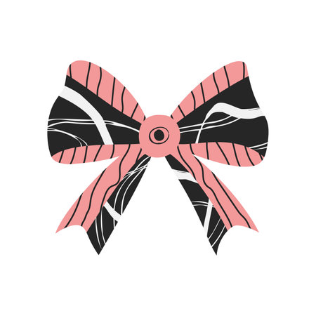 A textured retro bow or ribbon in a flat vector styleのイラスト素材