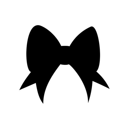Black silhouette of a bow or a ribbon in a flat vector style isolated on a white backgroundのイラスト素材