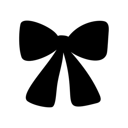 Black silhouette of a bow or a ribbon in a flat vector style isolated on a white backgroundのイラスト素材