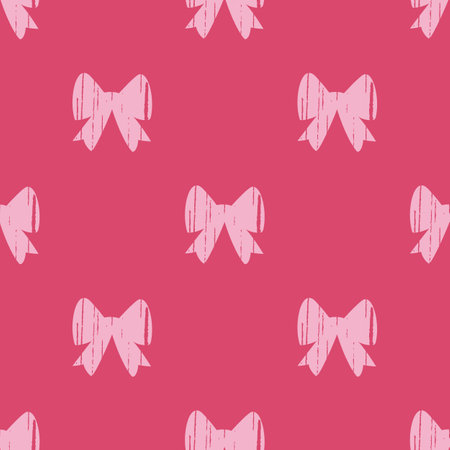 A seamless pattern with flat textured bows and ribbonsのイラスト素材