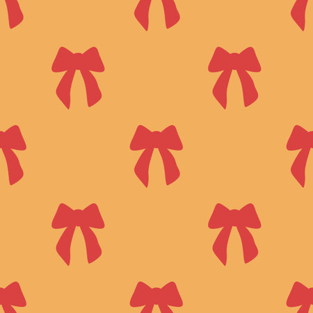 A seamless pattern with flat textured bows and ribbonsのイラスト素材