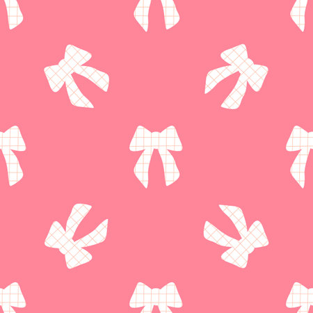 A seamless pattern with flat textured bows and ribbonsのイラスト素材