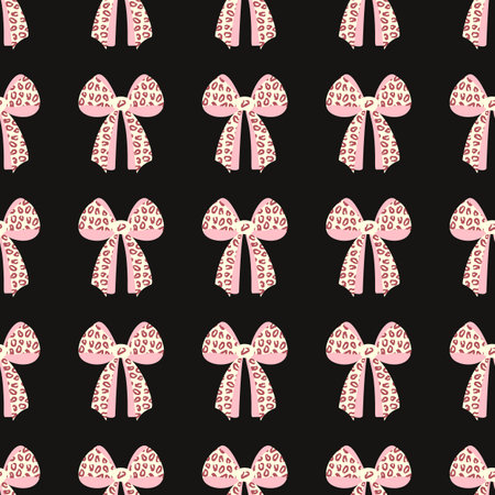 A seamless pattern with flat textured bows and ribbonsのイラスト素材