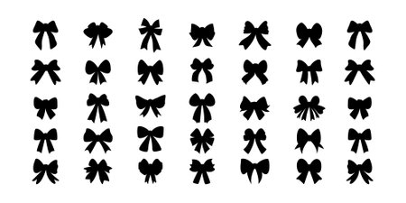 Big set of black isolated ribbons on a white background in a flat vector styleのイラスト素材