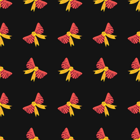 A seamless pattern with flat textured bows and ribbonsのイラスト素材