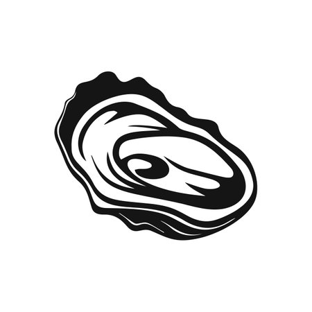 Stylized Black and White Oyster Shell Vector Illustrationのイラスト素材