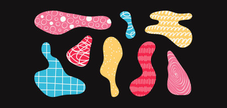 Set of textured abstract organic vector formsのイラスト素材