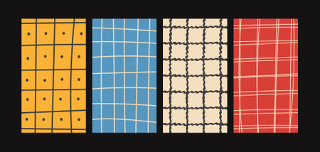 Set of Abstract Vector Grid Patterns in Bold Colorsのイラスト素材