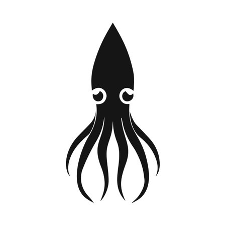 Black silhouette vector illustration of a squidのイラスト素材