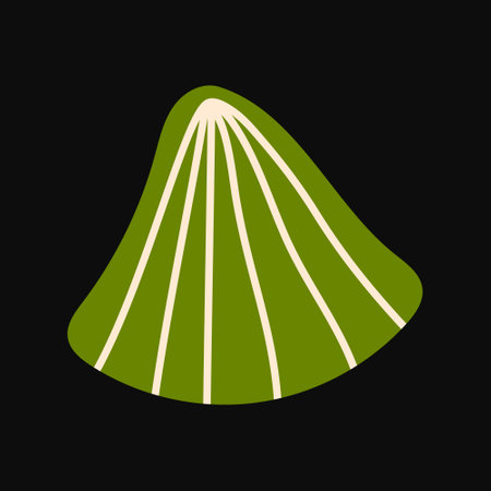 Stylized green seashell with clean, sharp lines in a flat vector styleのイラスト素材