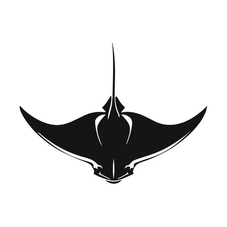 Black silhouette vector illustration of a stingrayのイラスト素材